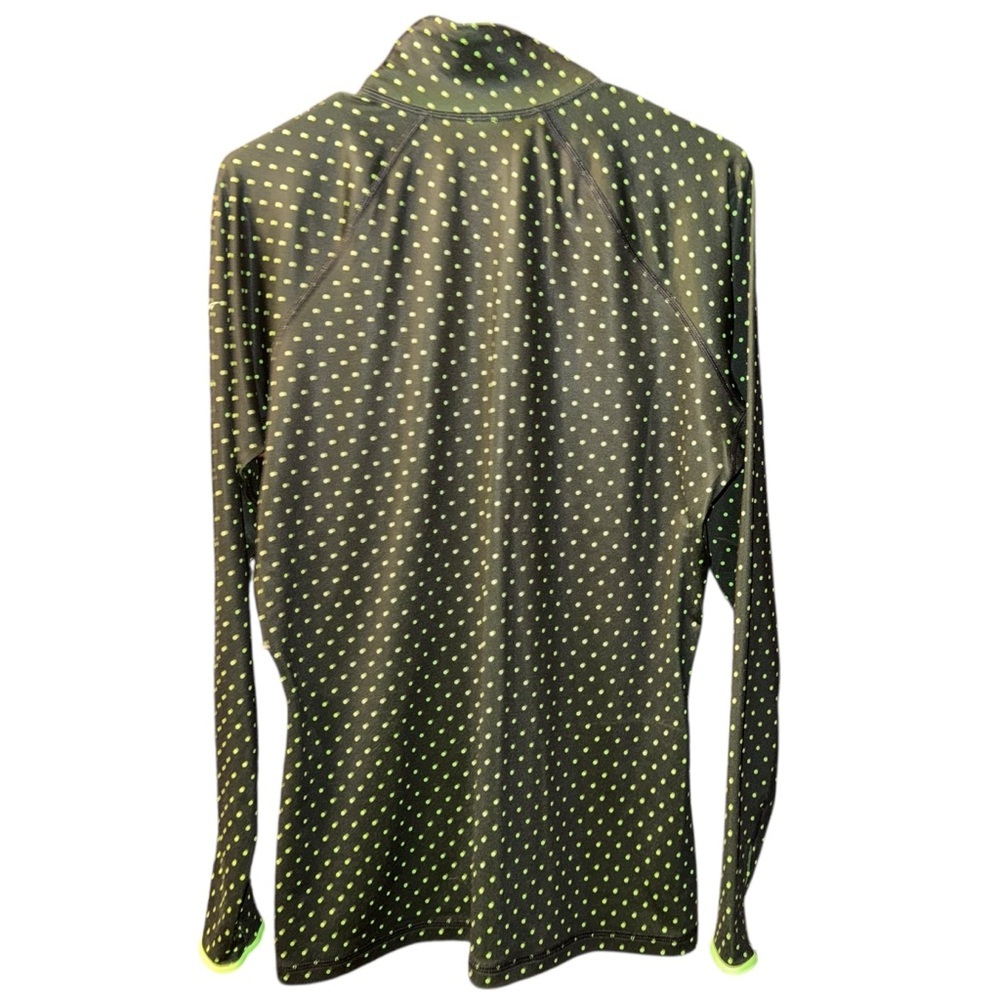 Nike Pro Women XL Dri-Fit Hyper warm Half Zip Pullover Black Green Polka Dot - Picture 3 of 8